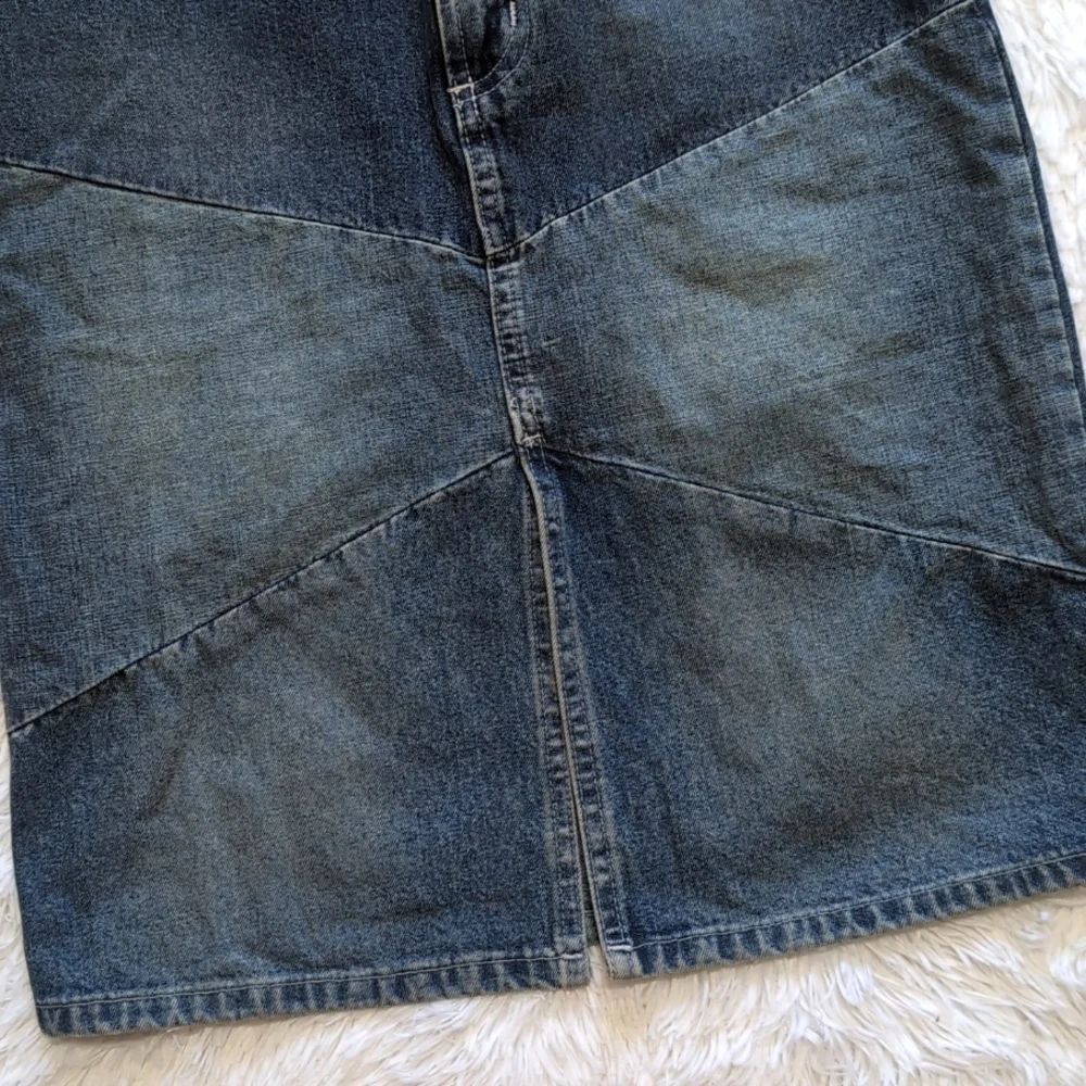 Y2K Vintage Hot Kiss Patchwork Denim Slit Front Pencil Skirt Size 1/23